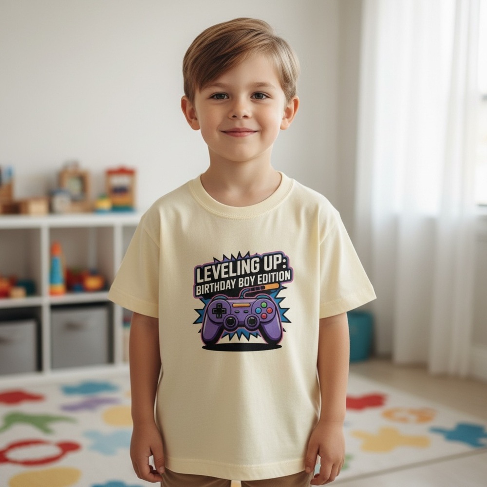 Boys Gamer Birthday T-Shirt Leveling Up Birthday Boy Edition Size 130/64